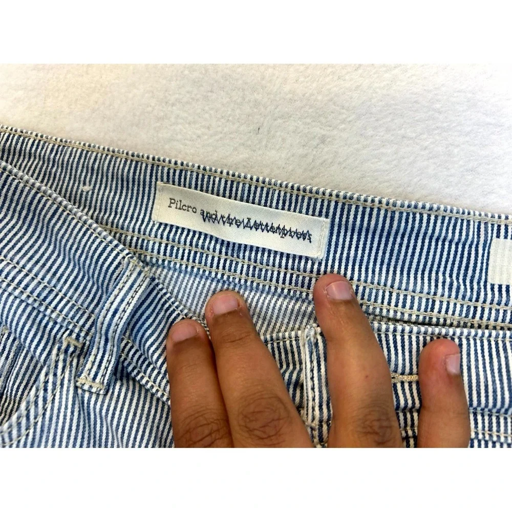 Anthro x Pilcro Blue White Railroad Stripe Anthropologie Hypen Shorts Womens 30 - Picture 4 of 16